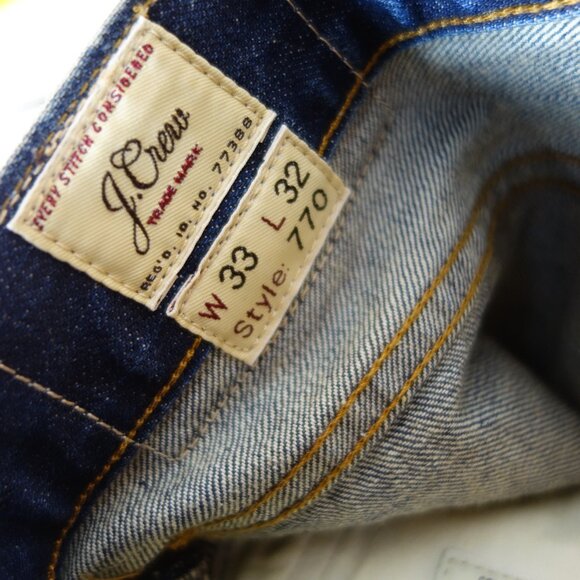 J. Crew 770 Kaihara Japanese Blue Denim Jeans New w/ Tags, Size 33 in x 32 in - Picture 13 of 16